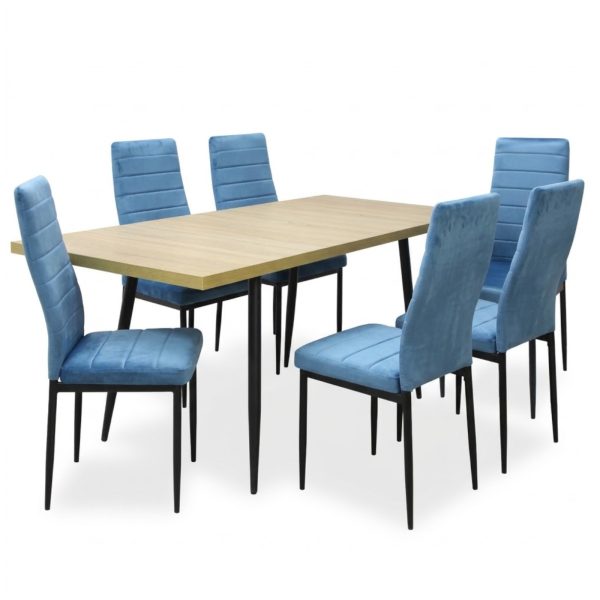 Set masa extensibila Lisabona Stejar cu 6 Scaune Oscar Albastru1