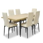 Set masa extensibila Lisabona Stejar cu 6 Scaune Oscar Crem1