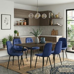 Set masa extensibila Lisabona Wenge cu 6 Scaune Gya Albastru