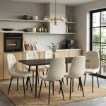 Set masa extensibila Lisabona Wenge cu 6 Scaune Gya Crem
