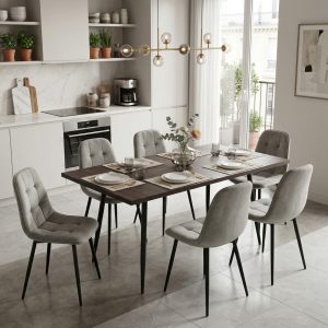 Set masa extensibila Lisabona Wenge cu 6 Scaune Gya Gri