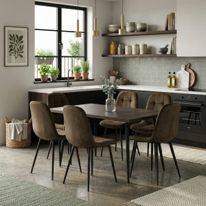 Set masa extensibila Lisabona Wenge cu 6 Scaune Gya Maro