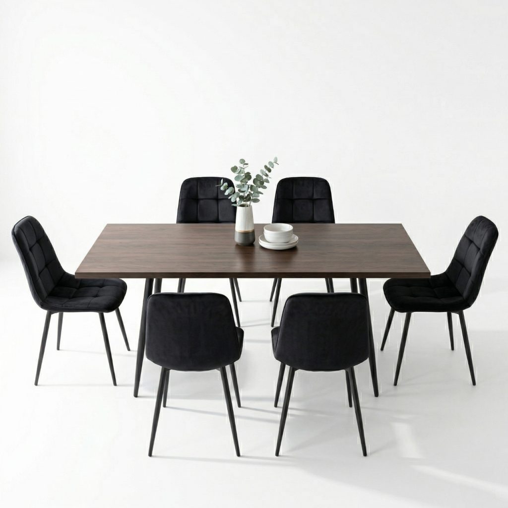 Set masa extensibila Lisabona Wenge cu 6 Scaune Gya Negru1