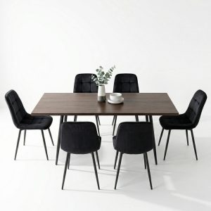 Set masa extensibila Lisabona Wenge cu 6 Scaune Gya Negru1