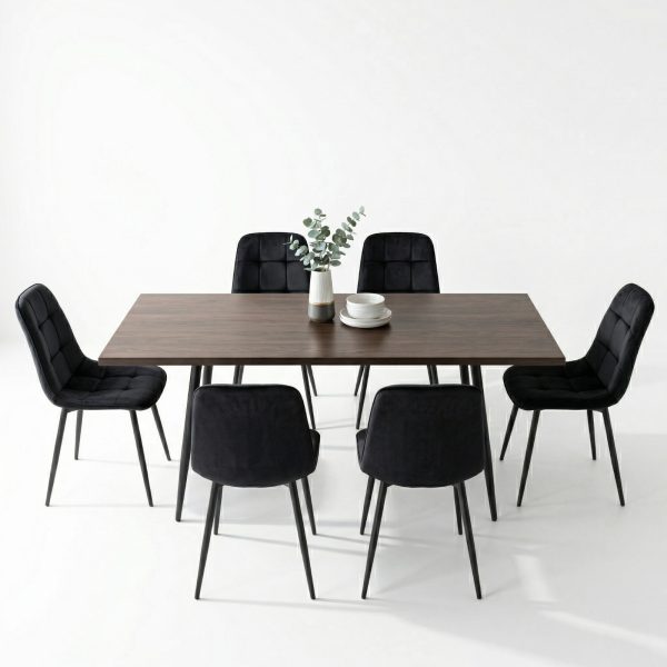 Set masa extensibila Lisabona Wenge cu 6 Scaune Gya Negru1
