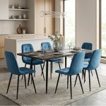 Set masa extensibila Lisabona Wenge cu 6 Scaune Gya Turcoaz