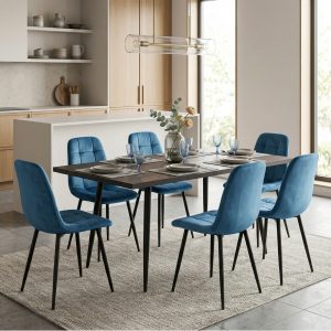 Set masa extensibila Lisabona Wenge cu 6 Scaune Gya Turcoaz