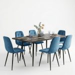 Set masa extensibila Lisabona Wenge cu 6 Scaune Gya Turcoaz1