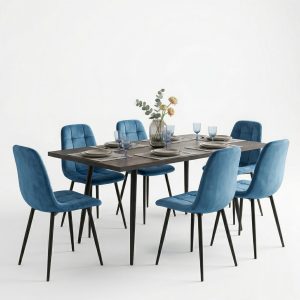 Set masa extensibila Lisabona Wenge cu 6 Scaune Gya Turcoaz1