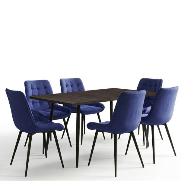 Set masa extensibila Lisabona Wenge cu 6 Scaune Onix Albastru1