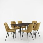 Set masa extensibila Lisabona Wenge cu 6 Scaune Onix Bej1