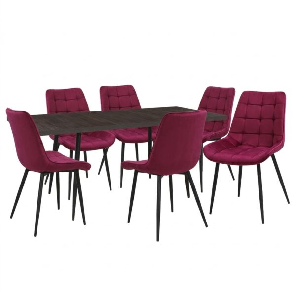 Set masa extensibila Lisabona Wenge cu 6 Scaune Onix Bordo1