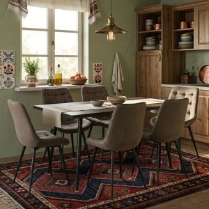 Set masa extensibila Lisabona Wenge cu 6 Scaune Onix Maro