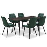 Set masa extensibila Lisabona Wenge cu 6 Scaune Onix Verde Inchis1