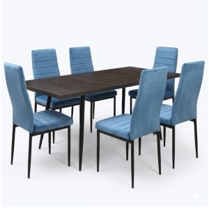 Set masa extensibila Lisabona Wenge cu 6 Scaune Oscar Albastru1