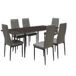 Set masa extensibila Lisabona Wenge cu 6 Scaune Oscar Gri Piele Ecologica1