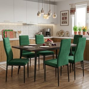 Set masa extensibila Lisabona Wenge cu 6 Scaune Oscar Verde