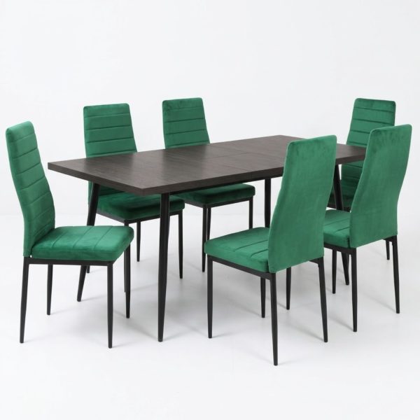 Set masa extensibila Lisabona Wenge cu 6 Scaune Oscar Verde1
