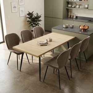Set masa extensibila Lisabona stejar cu 6 Scaune Opal Maro