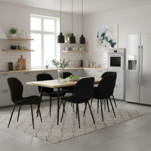 Set masa extensibila Lisabona stejar cu 6 Scaune Opal Negru