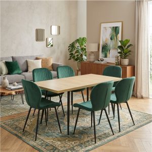 Set masa extensibila Lisabona stejar cu 6 Scaune Opal Verde