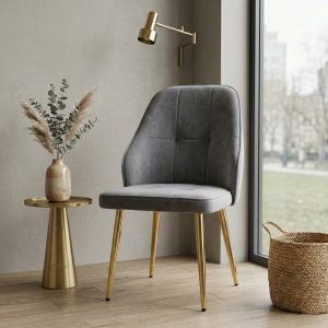 Scaun Elira Gri Picior Auriu