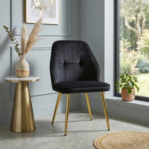 Scaun Elira Negru Picior Auriu