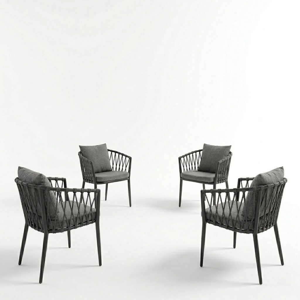 Set 4 Scaune Avelis Gri Pentru Gradina sau Terasa1