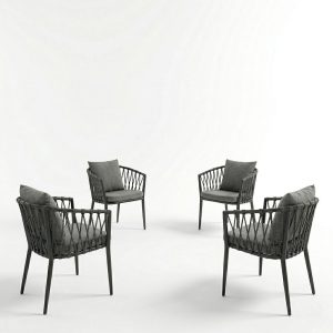 Set 4 Scaune Avelis Gri Pentru Gradina sau Terasa1