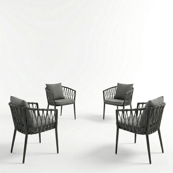Set 4 Scaune Avelis Gri Pentru Gradina sau Terasa1