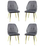 Set 4 Scaune Elira Gri Picior Auriu1