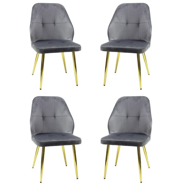 Set 4 Scaune Elira Gri Picior Auriu1