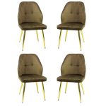Set 4 Scaune Elira Maro Picior Auriu1