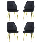 Set 4 Scaune Elira Negru Picior Auriu1