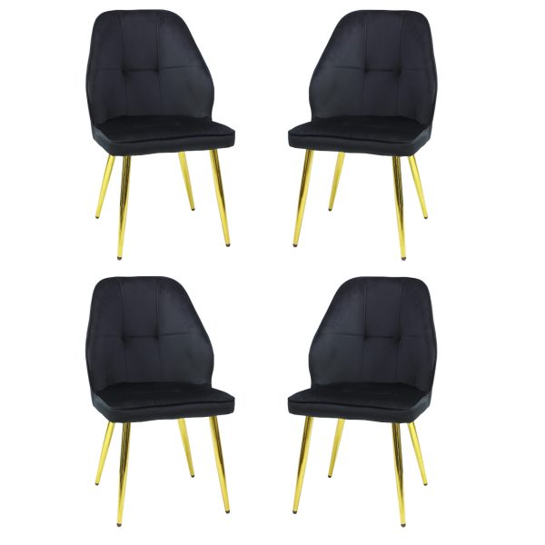 Set 4 Scaune Elira Negru Picior Auriu1