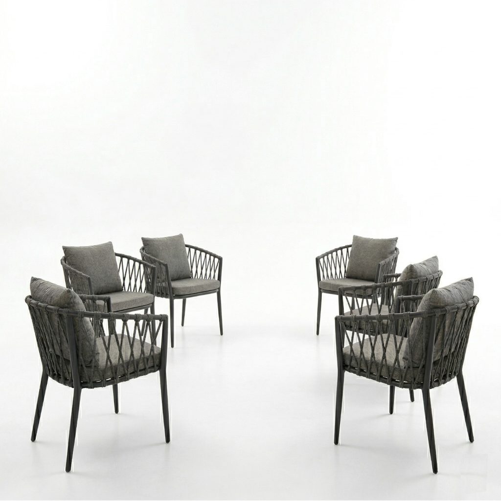Set 6 Scaune Avelis Gri Pentru Gradina sau Terasa1