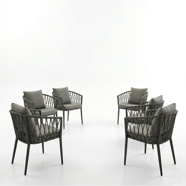Set 6 Scaune Avelis Gri Pentru Gradina sau Terasa1