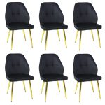 Set 6 Scaune Elira Negru Picior Auriu1