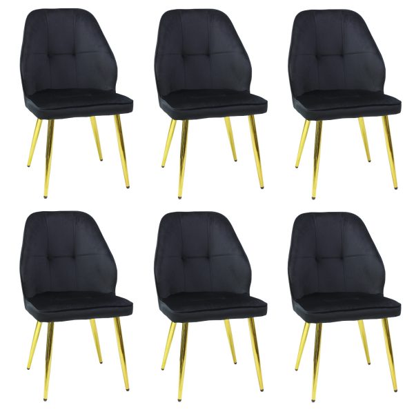Set 6 Scaune Elira Negru Picior Auriu1