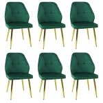 Set 6 Scaune Elira Verde Picior Auriu1