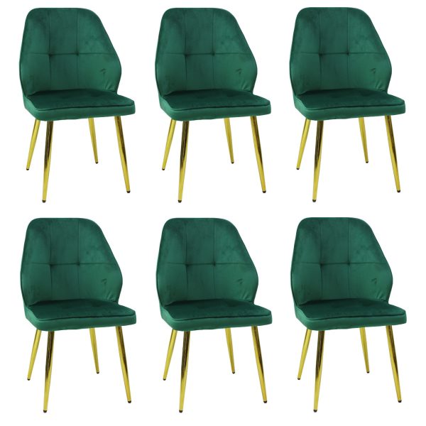 Set 6 Scaune Elira Verde Picior Auriu1