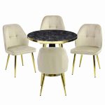 Set Masa Berlin Gold cu 4 Scaune Elira Capucino1