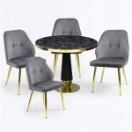 Set Masa Berlin Gold cu 4 Scaune Elira Gri1