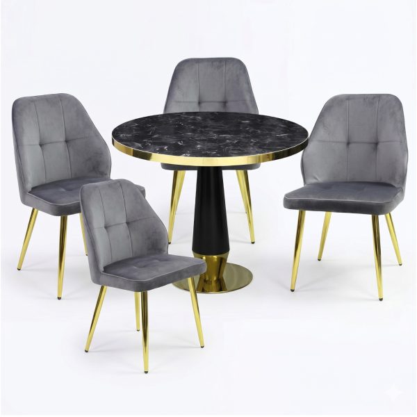 Set Masa Berlin Gold cu 4 Scaune Elira Gri1