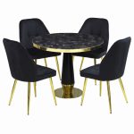 Set Masa Berlin Gold cu 4 Scaune Elira Negru1