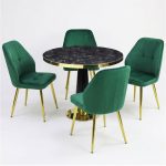 Set Masa Berlin Gold cu 4 Scaune Elira Verde1