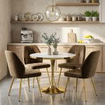 Set Masa Lyma Gold 80 cm cu 4 Scaune Elira Maro