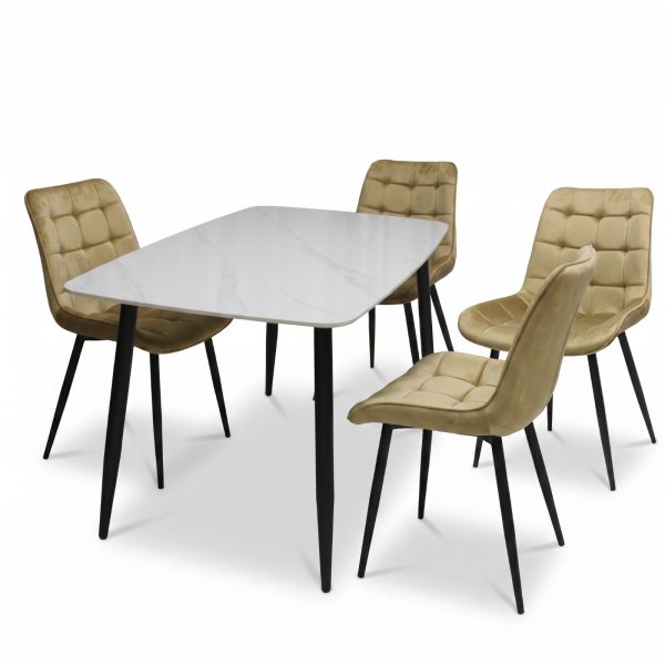 Set Masa fixa Atlas Alba Figure cu 4 Scaune Onix Bej1