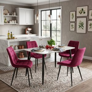 Set Masa fixa Atlas Alba Figure cu 4 Scaune Onix Bordo