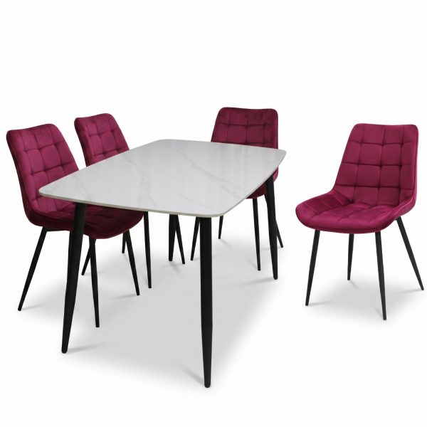 Set Masa fixa Atlas Alba Figure cu 4 Scaune Onix Bordo1